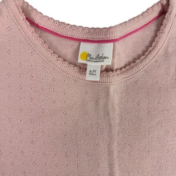 Mini Boden Short Sleeve Pointelle T-Shirt size 6-7 Pink - Picture 3 of 6